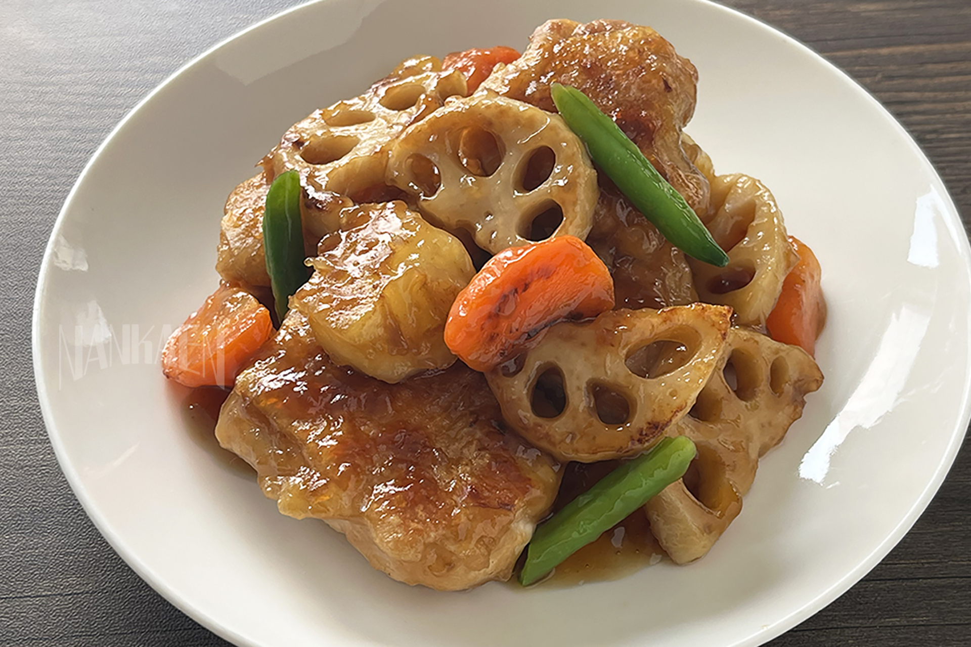 鶏肉と根菜の黒酢あん炒め（4〜5人前）